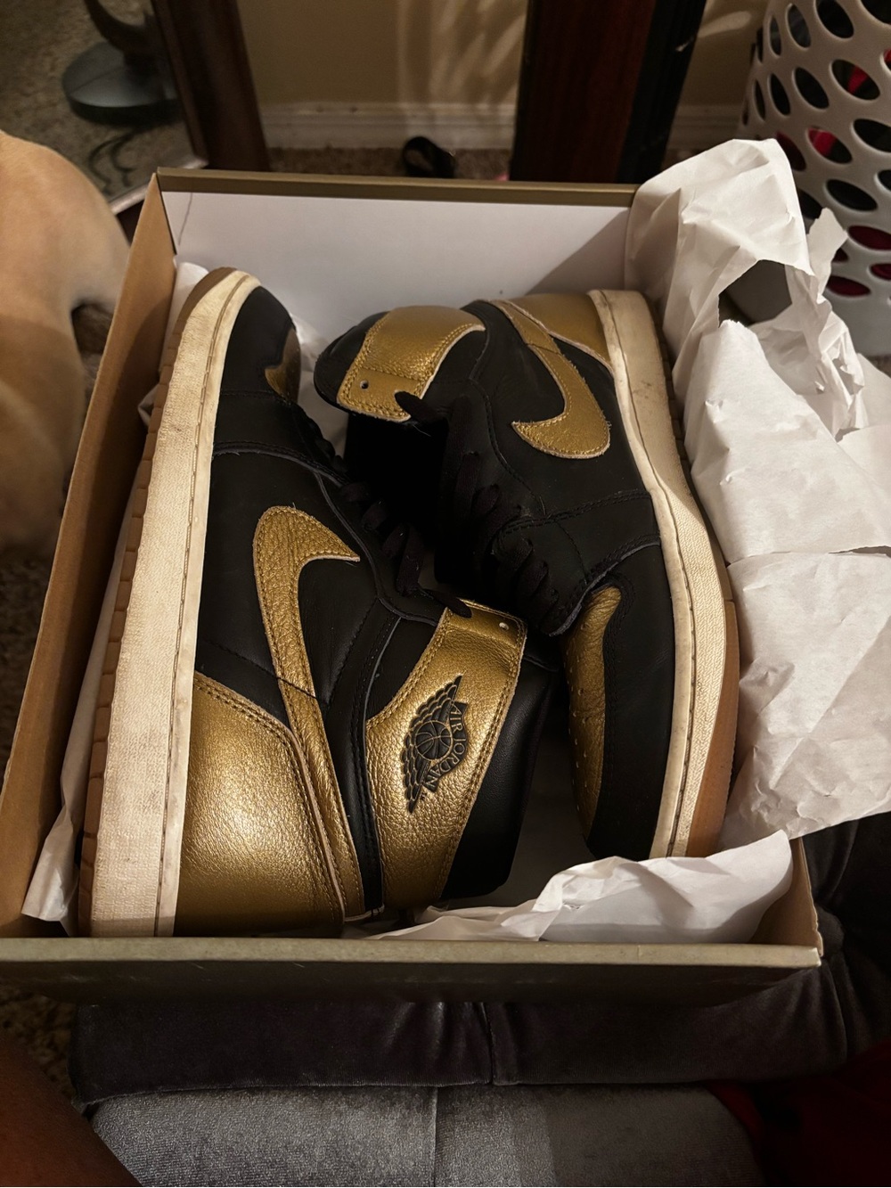 Nike Men's High-Top Sneakers - Black and Gold